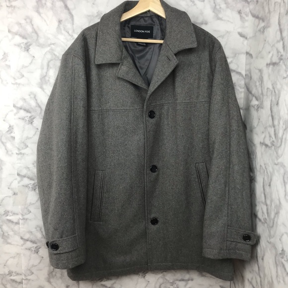 London Fog Gray Wool Peacoat Size Large